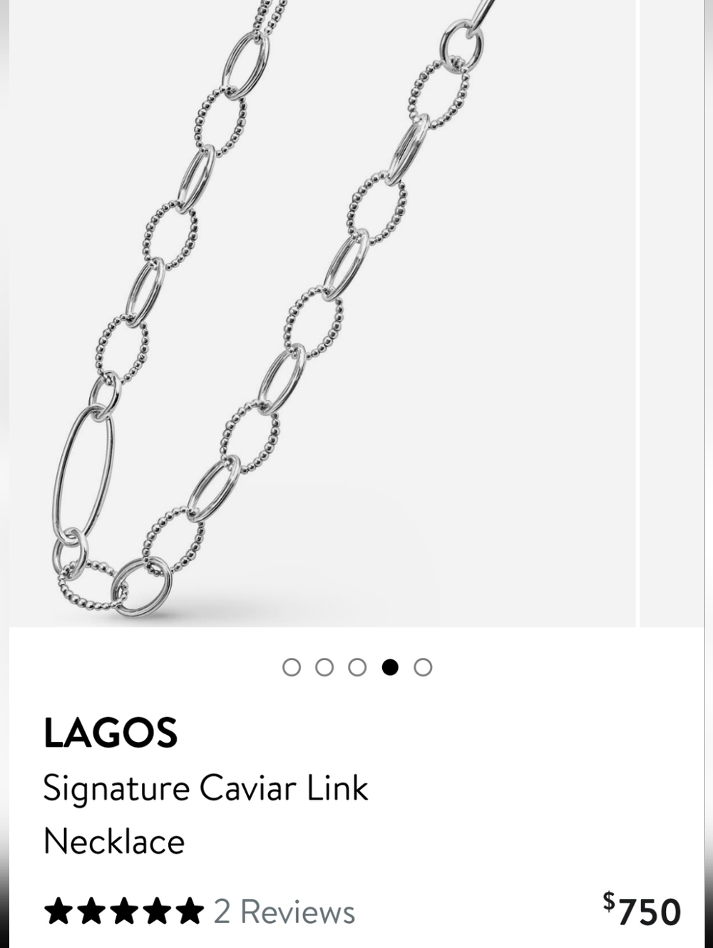 LAGOS Silver Signature Caviar Link Necklace. Not Original Pack.# 37